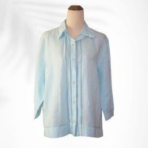 Katies Vintage Linen Shirt Size 12 Light Blue Button Down